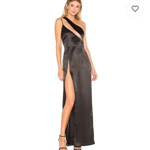 Long, black maxi gown with high slit
